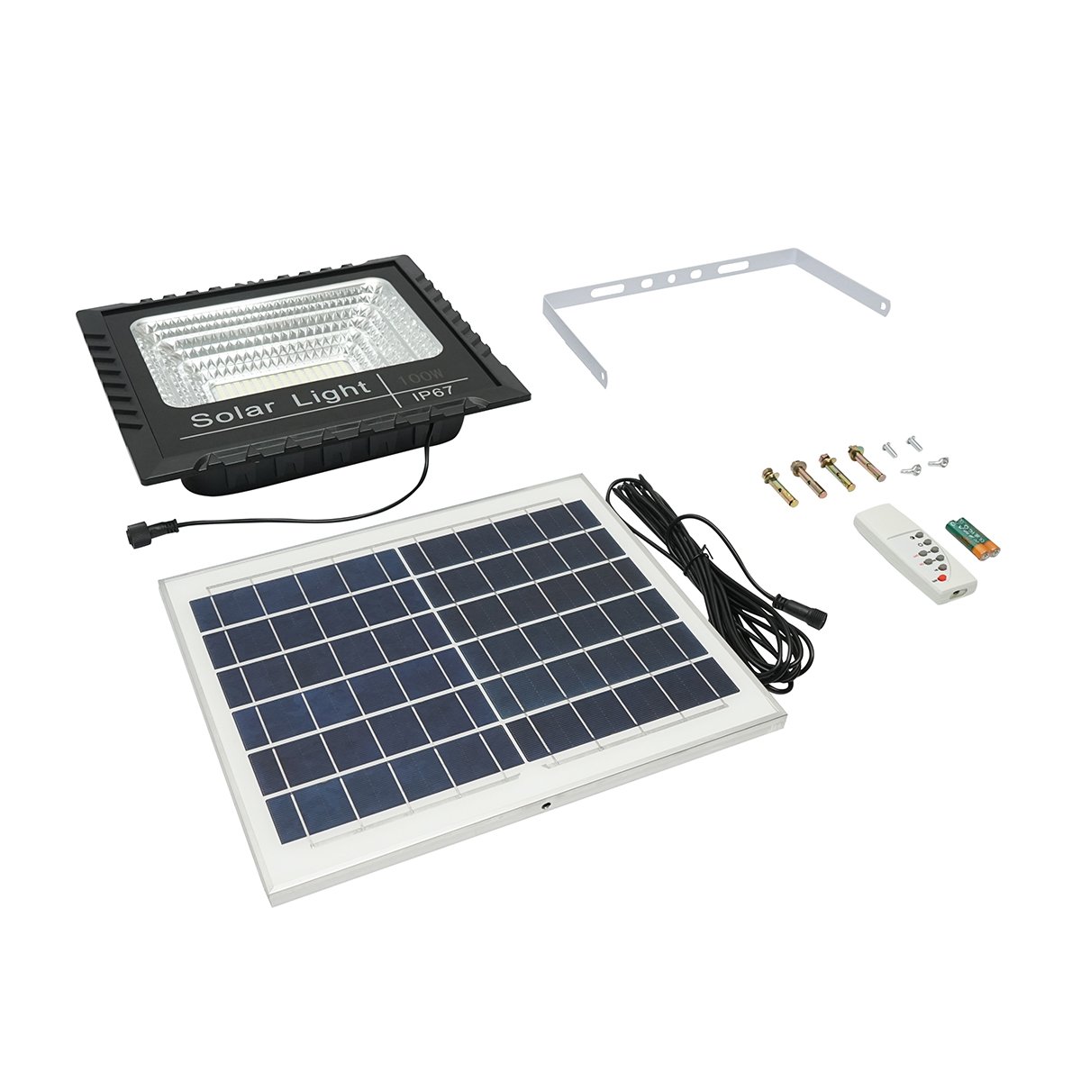 Proiector led de 100W cu panou solar 15W, baterie 1800mAh si telecomanda IP67 Breckner Germany